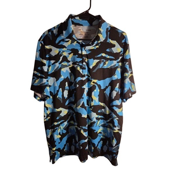 Under Armour Other - Under Armour The Playoff Polo Shirt Loose Fit Blue & Black Camo Print L